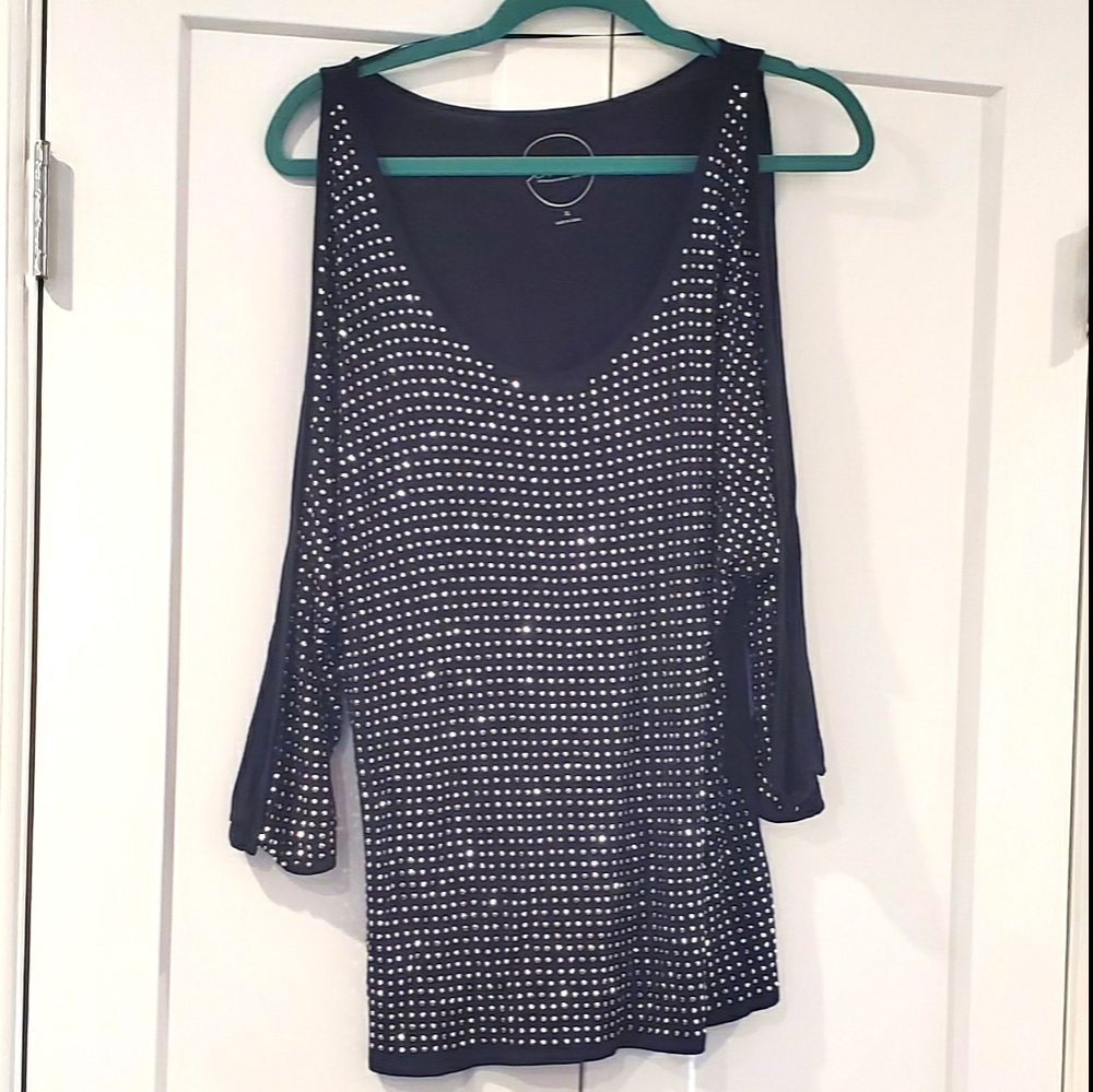 INC Black strechy Cold Shoulders Top